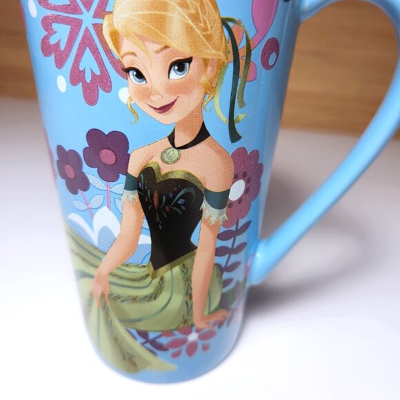 Disney Frozen Anna Latte Mug Tall Cup Princess Snowflake Ceramic Authentic - Picture 3 of 10